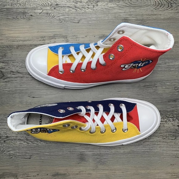 Converse Golf Wang Chuck 70 High Top Tri Panel Red Blue Yellow Multi Size - Picture 2 of 7